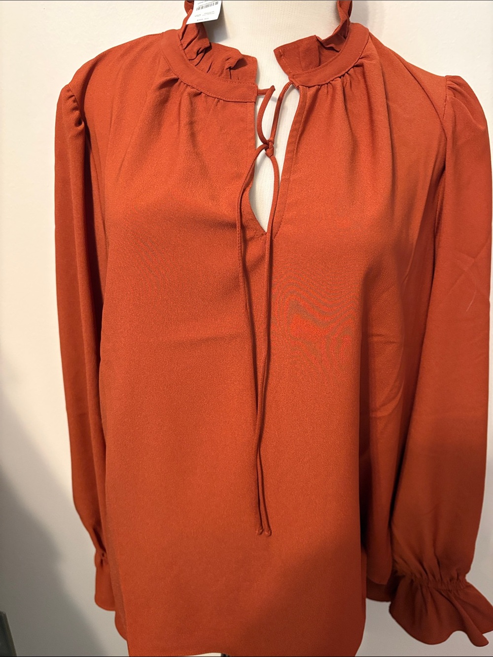 J. Crew Rust Orange Tie-Front Blouse